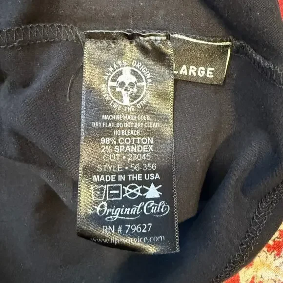 Vintage Lip Service Millennium Moon Goth Punk Cyber Tribal Halter Top Black L - Picture 7 of 8